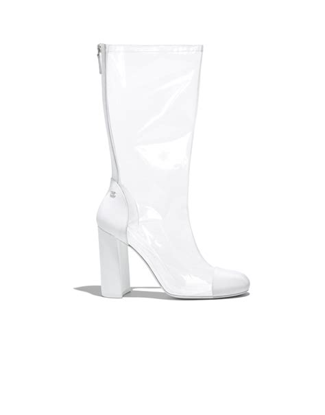 chanel clear boots|chanel leather boot with heel.